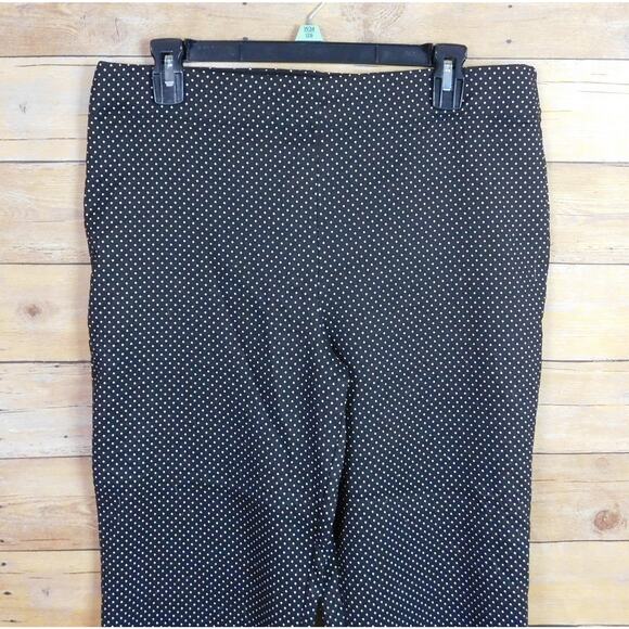 Max Studio Pants XL Black White Diamond Pull On Straight Leg Ankle - Picture 2 of 7